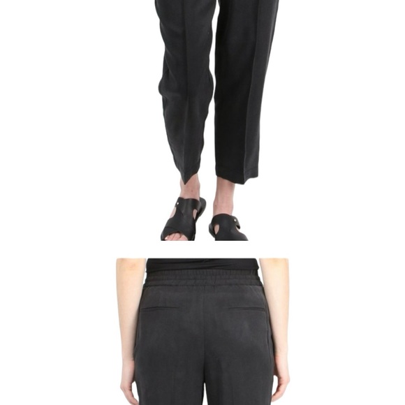 ATM Black Tencel Drawstring Pants Crop Tapered Straight Leg Womens Small Stretch - Picture 2 of 6